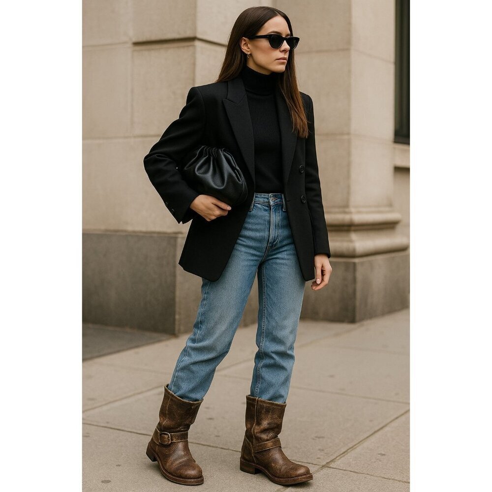 Sendra Engineer Boots 8601 Women’s 7 Brown Distressed Leather Goodyear Welt